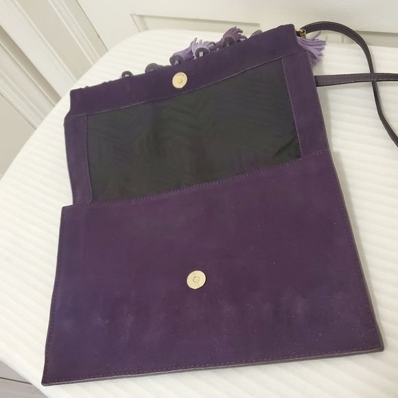 Rebecca Minkoff Sofia Purple Leather/Suede Clutch/Crossbody - Picture 9 of 15